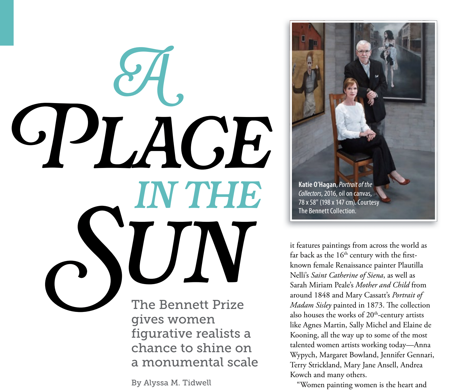 Snapshot of article on The Bennett Prize included in International Artist publication.