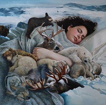 Hibernation, Oil on canvas, 36" x 36", 2017.